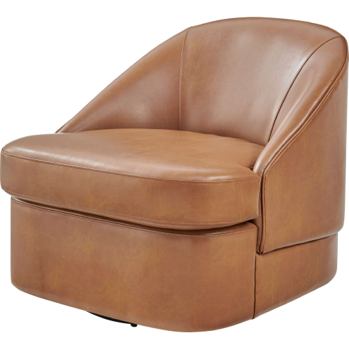 Hurley Swivel Accent Chair in Borneo Chocolate Brown Eco Leather